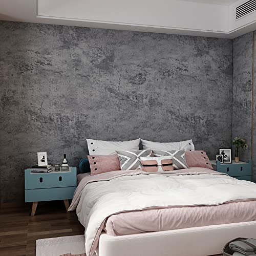JSEVEM 60CM×5M Grey Blue Black Concrete Wallpaper Peel and Stick 3D Wide Cement Contact Paper Industrial Self Adhesive Vinyl Wrap Matte Kitchen Worktop Covering Walls Sticky Back Plastic Wall Sticker
