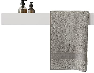 DABSTORY Badregal Weiss Handtuchhalter Wandregal Bad Edelstahl Rechtes Handtuchregal Lavanda 60cm