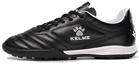 KELME Men's Soccer Shoes Indoor Turf Shoes Youth Soccer Cleats for Boys Training Football Boots Black Size 9