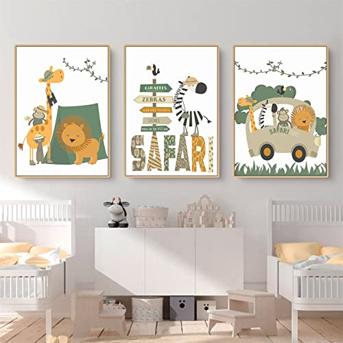 CULASIGN 3er Set Bilder Kinderzimmer Deko, DIN A4 Kinderposter, Poster Babyzimmer Waldtiere Wandbilder, Tiere Kinderbilder OHNE Rahmen, Wandposter Jungen und Mädchen (DEF,21x30cm)