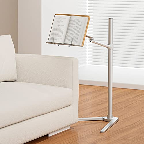 BIEGEN Buch Halterung Zum Lesen Höhenverstellbar 55-100cm 180 Grad Schwenkbar Buchständer mit Seitenclips Zum Lesen Verstellbarer Höhenwinkel Bodenständer (Wood)