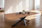 SAM Esstisch 260x100 cm Abby, Akazienholz massiv + nussbaumfarben, Esszimmertisch mit Schweizer Kante, Spider-Metallgestell Schwarz, massiver Holztisch, Tischplatte 26mm