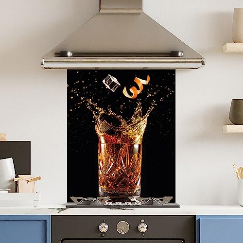 Premium 60 cm x 75 cm Old Fashioned Glass 6mm Kitchen Splashback Heat Resistant Toughened Polished Edges - Back Splash Back Coloured Hob Painted Tempered Splashback