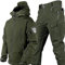 WENNEWU Militärische Taktische Anzüge, Männerkämpfe, Anzüge Für Männer Jagdkleidung, Trainingssätze Armeejacken,Grün,L