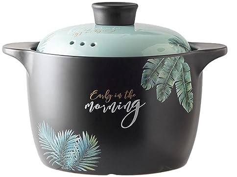 Olla para estofado,Olla para sopa resistente a altas temperaturas,grande de cerámica olla de picnic al aire libre con tapa, Olla para sopa de gas para fuego abierto en el hogar (A 6L (8~10 people))