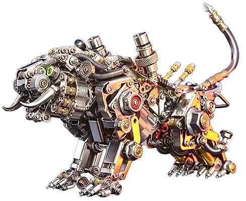Metalkitor Bengalischer Tiger 3D-Metallpuzzle für Erwachsene, 700 Teile, Modellbausätze – Retro-Steampunk-Stil, Schreibtisch-Ornament (ohne Flügel)
