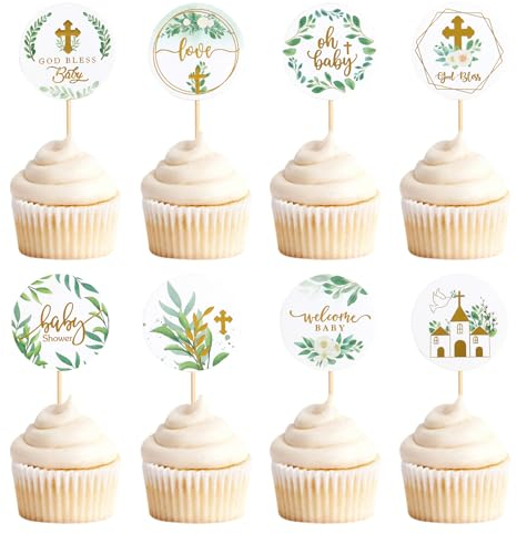 VIKY® 24 Stück Oh Baby Cake Topper, Gender Reveal Party Tortendeko, Babyparty Kuchendeko, Gender Reveal Cupcake Toppers, Muffin Deko für Baby Shower, Taufe, Gender Reveal Partydeko