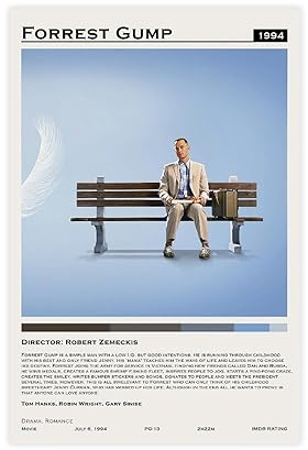 QUNAN Filmposter Forrest Gump Leinwandposter ungerahmt: 30 x 45 cm