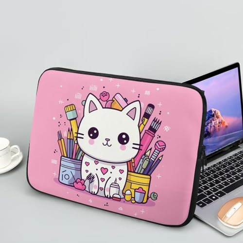 Showudesigns Housse de protection pour ordinateur portable de 17 Motif chat mignon pour femme et fille - Facile à nettoyer - Rose