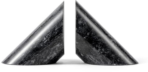 Fox Run 100% Natural Polished Marble Bookends, Black, Set of 2, Angled