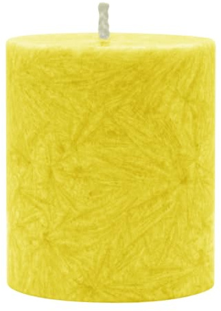 luterna Stumpenkerze aus Stearin, 100% pflanzlicher Wachs, 64/75 mm, Gelb, KERZENFARM HAHN, Brenndauer ca. 19,5h