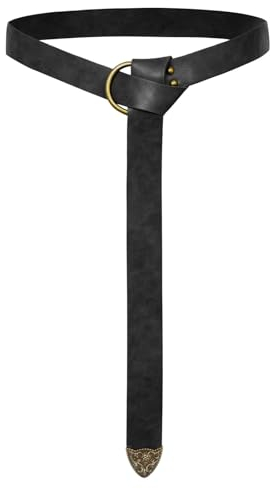 Scarlet Darkness Mittelalter Ledergürtel Renaissance Accessoire Retro Gürtel, Schwarz, Einheitsgröße