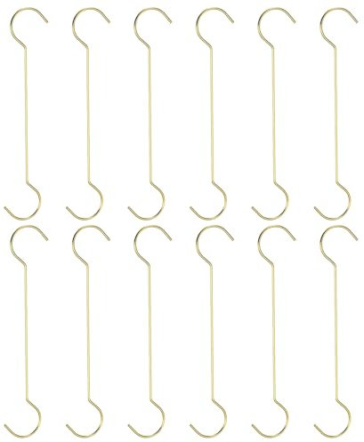 QUARKZMAN Ganci Forma S, 12 Pezzi 400mm - Ganci Grandi Dimensioni Acciaio Inossidabile, Doppia Forma Rotonda S, Gancio Lungo Appendere Abbigliamento e Utensili Cucina (Oro)