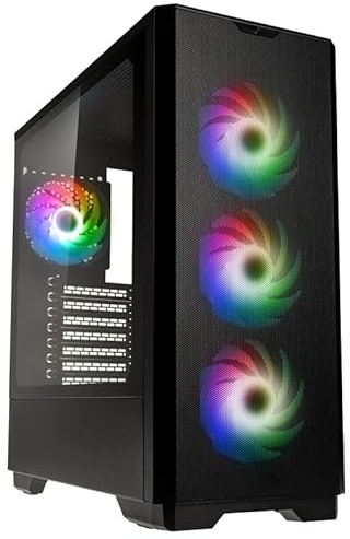 KOLINK Unity Solar PC-Gehäuse, 400 mm GPU-Freiheit, E-ATX-Motherboard, 4 x ARGB/PWM 120-mm-Lüfter, Gehärtetes Glas Halbpaneel, Mid-Tower, Schwarz
