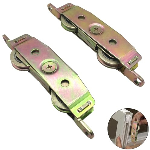 Li-TianFeng Robuste Schiebetür-Rollenmontage, Schiebetür-Rollen-Ersatz, 3,8 cm Stahlkugellager (seitlich verstellbar), 2 Stück