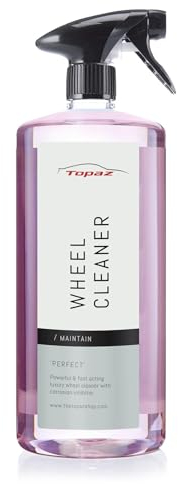 Topaz Car Wheel Cleaner, PH Neutral Wheel Cleaning Spray, Iron Dust & Rim Dirt Removal, Car Polish & Cleaning Product, Fast-Acting, Safe for Supercars & Corrosion Inhibitor - 1L