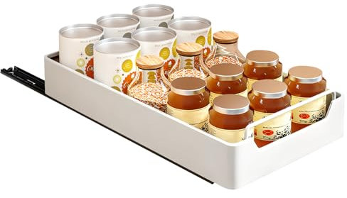 Rangement sous Évier, Organisateur sous Evier Tiroir Coulissant à Extraction avec Poignée, sans perçage, Rangement et Organisation de Cuisine (43 x 20 x 7cm)