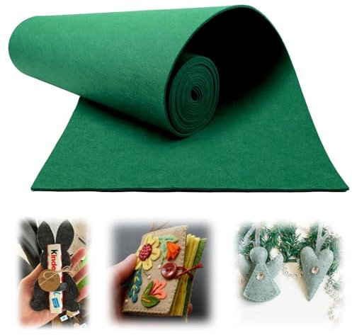 Mbsomnus Rouleau Feutrine 30 cmx300 cmx3 mm Feutrine Rouleau Polyester Feutrine Vert Foncé Feutrine Epaisse Utilisé pour DIY Artisanat Patchwork Porte-Clés Sets de Table Sacs de Rangement