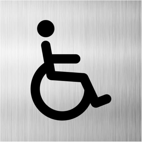 WC Schild Toilette mit Klebepad Piktogramm Toilettenschild Klo Dibond/Alu 3 mm 12cm x 12cm Rollstuhl Behinderten Toilette