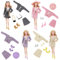 4 Set Puppen Kleidung und Zubehör Set, 11,5 Zoll Puppen Dress Up Outfits mit Plaid Chic Anzug Top Coat Kleid Mode Hut High Heels Brille Kamera Requisiten für Mädchen Weihnachten Geburtstagsgeschenke