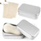 2 jaboneras de viaje resistentes al agua, jabonera fija para champú, jabonera de metal de aluminio con bolsa para jabón, rejilla de goteo de acero inoxidable con tapa, rectangular