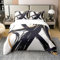 Loussiesd Schwarzes Gold Abstrakte Kunstlinie 100% Baumwolle Bettwäsche Set 135x200cm Moderner geometrischer Druck Betten Set für minimalistische Tintenlinie Bettbezug Set für Zuhause