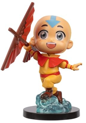 Avatar: The Last Airbender Aang - 4-Inch Mini Figure in Kawaii Style in Dynamic Pose with Display Base