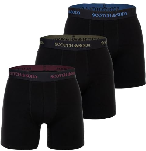SCOTCH&SODA Herren Boxershorts, 3er Pack | Stretch-Baumwolle, Elastischer Logobund, Bequeme Passform, Klassisches Design