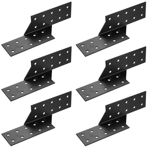 6 Pz Staffe per Travi Legno, Ancoraggi per Travetti, Staffa per Travi, Staffe Pali Legno, Connettori per Travi in Legno Arcarecci per Ponti da Costruzione Strisce di Listelli (170 x 40 mm, Nero)