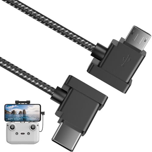 Micro to USB C Remote Controller Braid Cable for DJI Mavic Mini,Mini SE,Mavic 2 Pro/Zoom,Mavic Air,Mavic Pro, Spark, DJI Drone to Phone/Tablet Cable OTG Data Cord Accessories (USB C Connector) 1FT