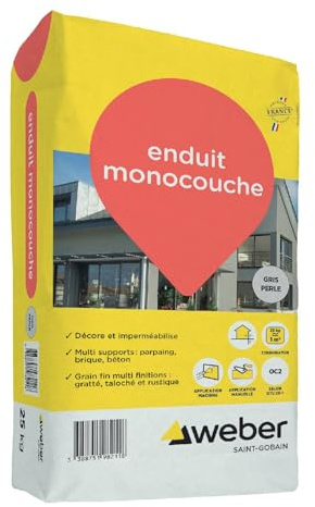 Weber recubierto de una sola capa de fachada exterior gris perla 25 kg - impermeabilización y decoración fachadas