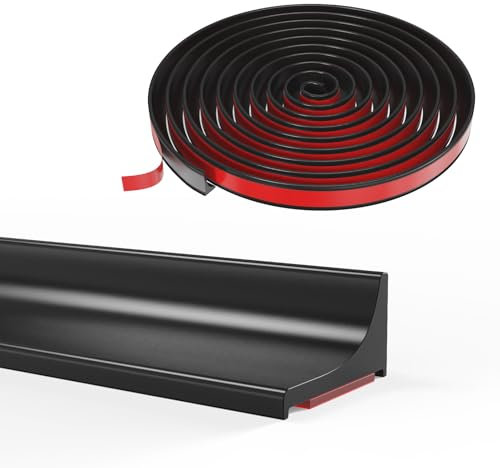 Silicone barre de seuil douche, joint pour douche, rebord douche italienne, barriere de douche anti débordement, Adatto per bagni, docce e cucine (Noir, 155CM)