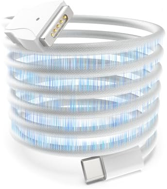 Aioum Cable de carga magnético 2 USB-C de 85 W, nailon trenzado, para MacBook Air 2012-2017 / Pro 2012-2015