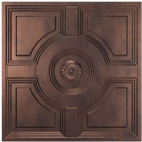 WOWSTAR 12-Pack 24x24 Drop Ceiling Tiles, Waterproof Ceiling Panels, Only Fit into the Grid, Antique Copper