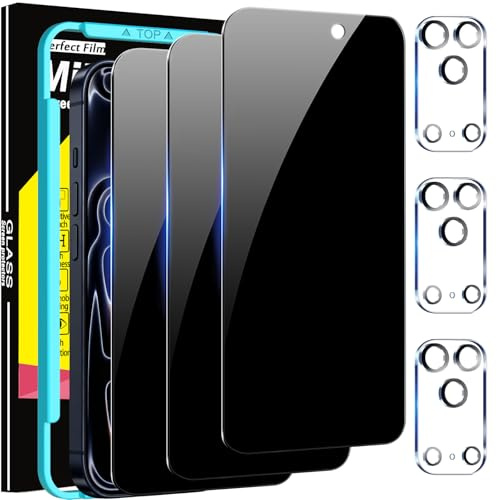 Milomdoi 3 Pezzi Vetro Temperato per iPhone 17 Pro Pellicola Privacy Accessori AntiSpy Protettivo 3 Pezzi Cover Protezione Pellicola Fotocamera [True 25°Anti Spy]
