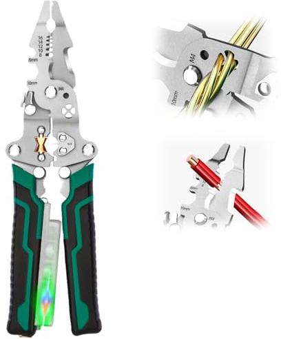 9 in 1 Abisolierzange mit Strommessfunktion, Elektriker Zange, 2025 Upgrade Multifunktionale Wire Stripper, Elektriker Werkzeug Kabelschere für Isolierte und nicht Isolierte Verbindungen (1pcs)