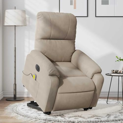 Hommdiy Massagesessel Aufstehhilfe Elektrisch Taupe Mikrofasergewebe Wohnzimmer relaxsessel Massage Sessel Relax Chair Elektrischer Massagestuhl