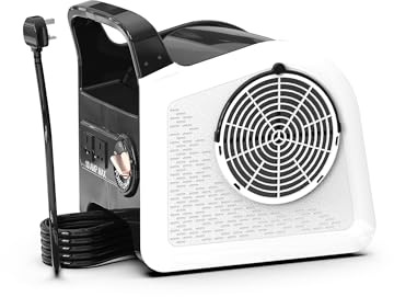 Huilynsen 580W Carpet Dryer Air Mover Fan with Detachable Filter, 79 km/h High Velocity Wind, 185° Adjustable Airflow, Dual Outlets, Portable Floor Blower for Workshop Garage Indoor Outdoor Use, White