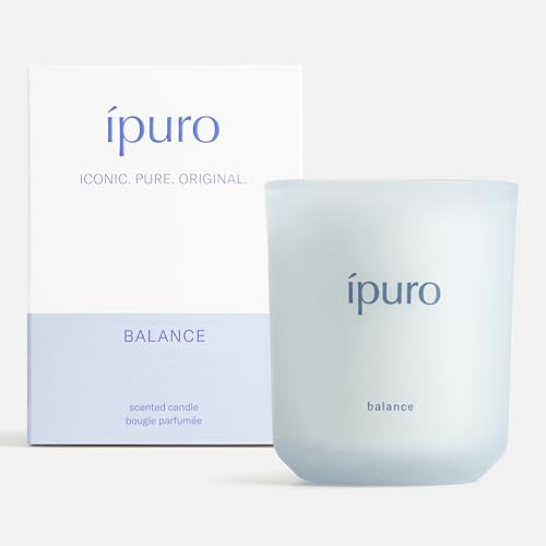ipuro Classic Duftkerze im Glas BALANCE 270g - dekorative Duftkerze mit maritimen Noten, Orange & Bergamotte, Wasserlilie & weißem Tee - Kerzen mit langanhaltendem Duft - Raumduftkerze hellblau