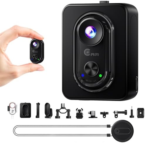 TIMNUT 4K Mini Action Cam – Body Cam Magnetica con WiFi, Telecamera Indossabile con Stabilizzazione a 6 assi, Batteria Espandibile, POV Camera per Moto/Viaggi/Animali domestici/Casco