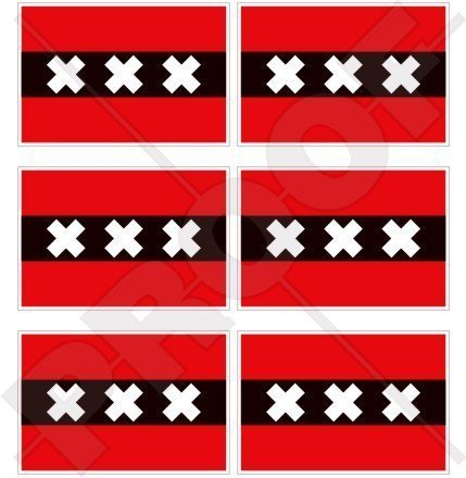 AMSTERDAM Flagge Niederlande, Nederland Niederländische Flagge 40mm Mobile, Handy Vinyl Mini Aufkleber, Abziehbilder x6 Stickers