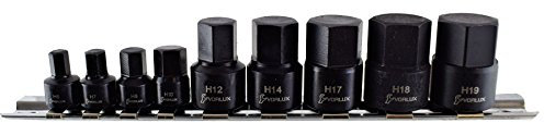 9PC 1/4 3/8 DR Stubby Impact HEX BIT SOCKETS