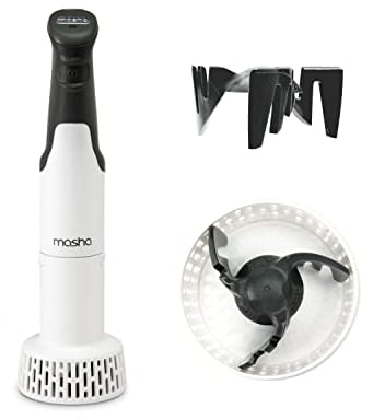 Masha Official Electric Potato Masher Hand Blender 3-in-1 Multi Tool Blends Purees Whisks - Immersion Mixer - Vegetables & Potatoes - Soup Maker