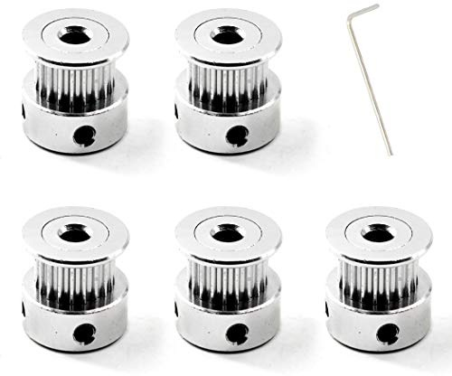 GT2 Aluminum Timing Belt Pulley kit 20 Teeth Bore 4mm and M3 Wrench for 3D Printer 6mm Width Timing Belt (Pack of 5pcs)
