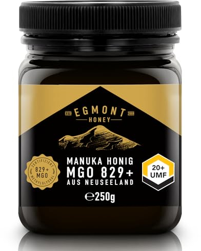 Egmont Honey Manuka Honig 829+ MGO 20+ UMF 250g | Zertifizierter MGO- und UMF-Inhalt | Roher Honig 100% Natürlich | Hergestellt in Neuseeland