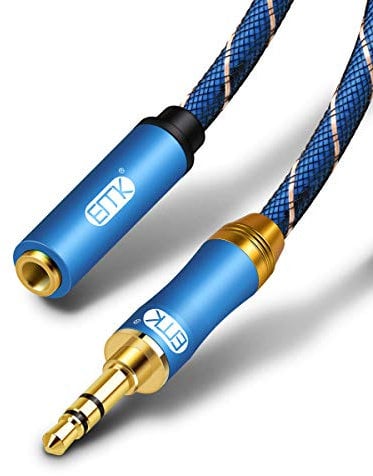 EMK Aux Extension Cable, 3.5mm Audio Extension Cable 3M Male to Female[24K Gold-Plated,Hi-Fi Sound] Nylon-Braided Stereo Audio Extension Cord for Smartphone,Tablets,MP3 Players