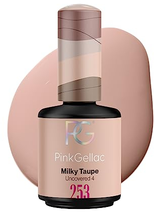 Pink Gellac Vernis Semi Permanent - 253 Milky Taupe 15ml - Vernis à Ongles Gel Pour 14+ Jours de Manucure Impeccable - Facile à Utiliser - Semi Permanent Facile à Enlever