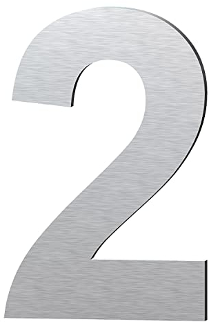 spazzolato moderno numero civico -6 pollici 152 mm altezza, in solido acciaio INOX 304, galleggiante aspetto e facile da installare (Numero 2 Due)