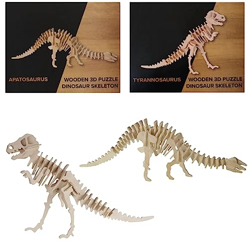 Bada Bing 2er Set Naturholz 3D Puzzle Dinos Holz Puzzle Dinosaurier Skelett Zum Basteln Und Konstruieren 45