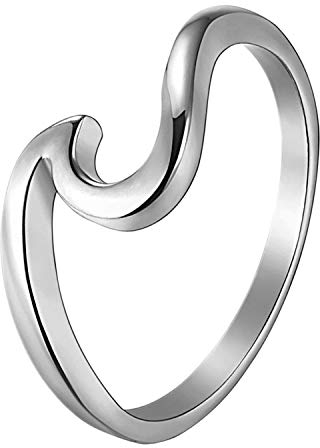 Flongo Damenring Frauen Ringe Ring BFF Midi-Ringe, Blogger Fingerknöchel Stapeln Ringe Silber mit Welle Design